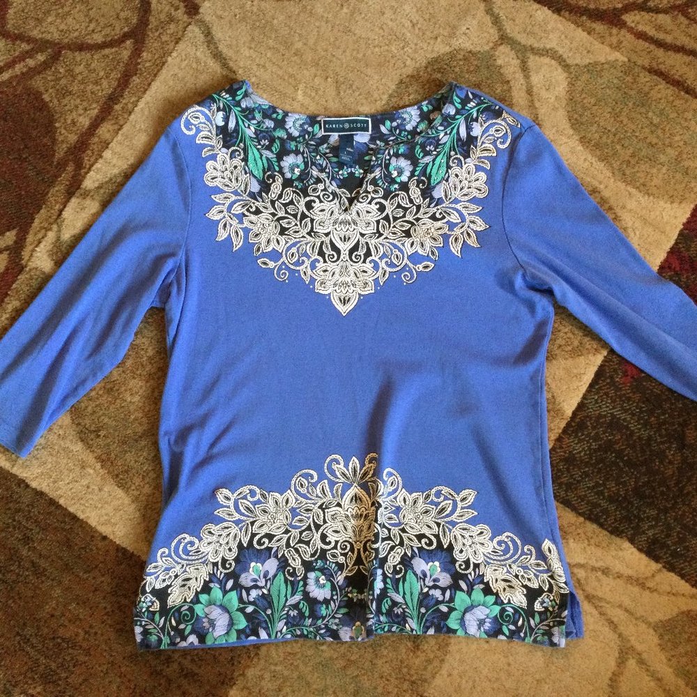 Karen Scott 3/4 Sleeve Women's Blouse NWOT